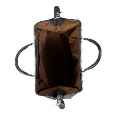 Sac de voyage en cuir et laiton Sac de Diligence IMA, Milieu du siècle sur France